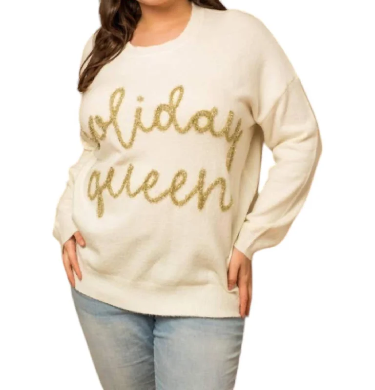 Women's party topsHoliday Queen Sweater - Plus In White