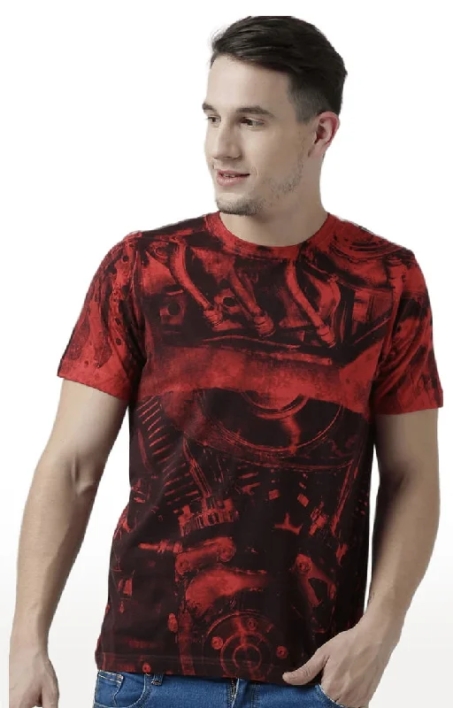 Organic Cotton Short Sleeve TopsHuetrap Red Mens Short Sleeve Graphic Printed Tshirt-HT17MKGRARED01067