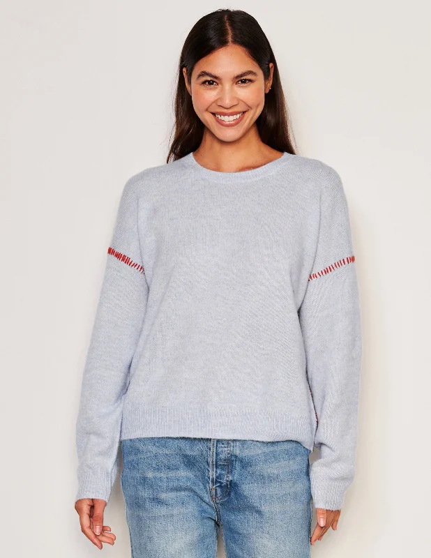 CrewnecklegendSundry Baseball Stitch Crew Neck Sweater in Blue Linen