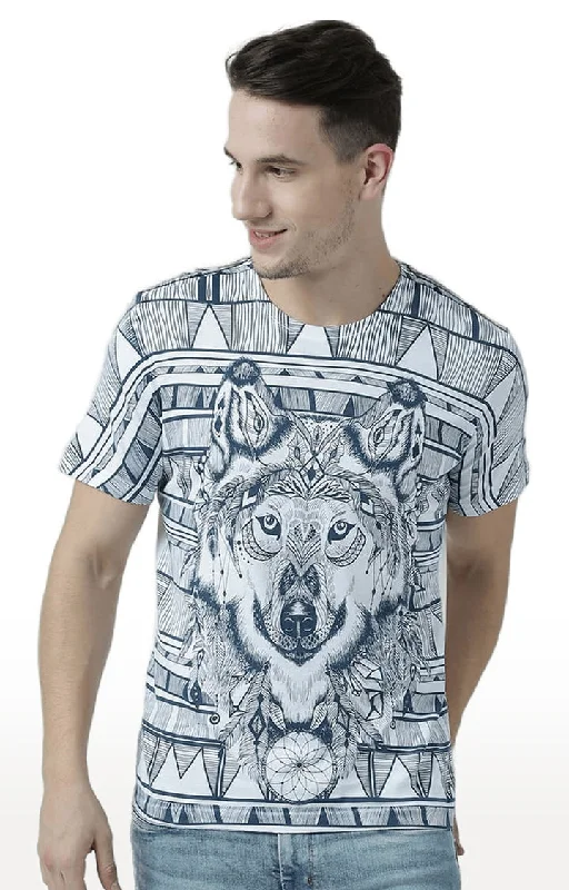 Waterproof Short Sleeve TopsHuetrap White Mens Short Sleeve Graphic Printed Tshirt-HT17MKGRAWHT00535