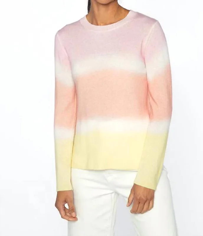 CrewneckunityPainted Stripe Crew Sweater Top In Rosa