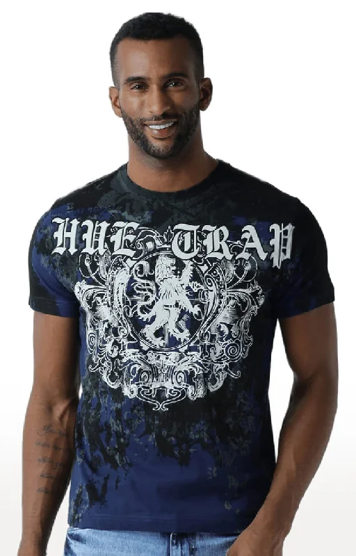 Sheer Short Sleeve TopsHuetrap Blue Mens Short Sleeve Graphic Printed Tshirt-HT12MKGRALNY00055