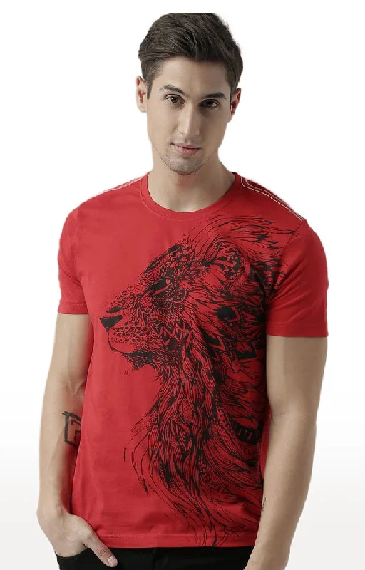 Jersey Short Sleeve TopsHuetrap Red Mens Short Sleeve Graphic Printed Tshirt-HT17MKGRARED00533