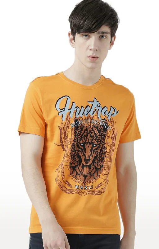 Bamboo Short Sleeve TopsHuetrap Orange Mens Short Sleeve Graphic Printed Tshirt-HT17MKGRABZO00517