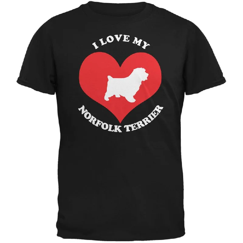 Leather-Paneled T-ShirtsValentines I Love My Norfolk Terrier Black Adult T-Shirt