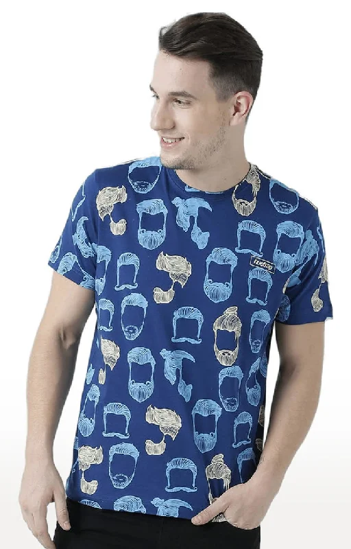 Velvet Short Sleeve TopsHuetrap Blue Mens Short Sleeve Graphic Printed Tshirt-HT17MKGRALNY00552