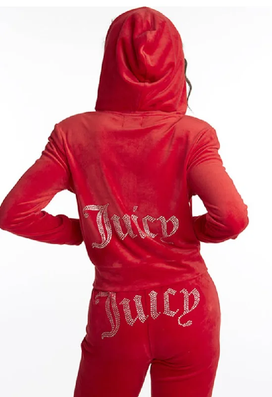 Ruffled SweatshirtsJuicy Couture Velour Embellished Zip-Up Hoodie