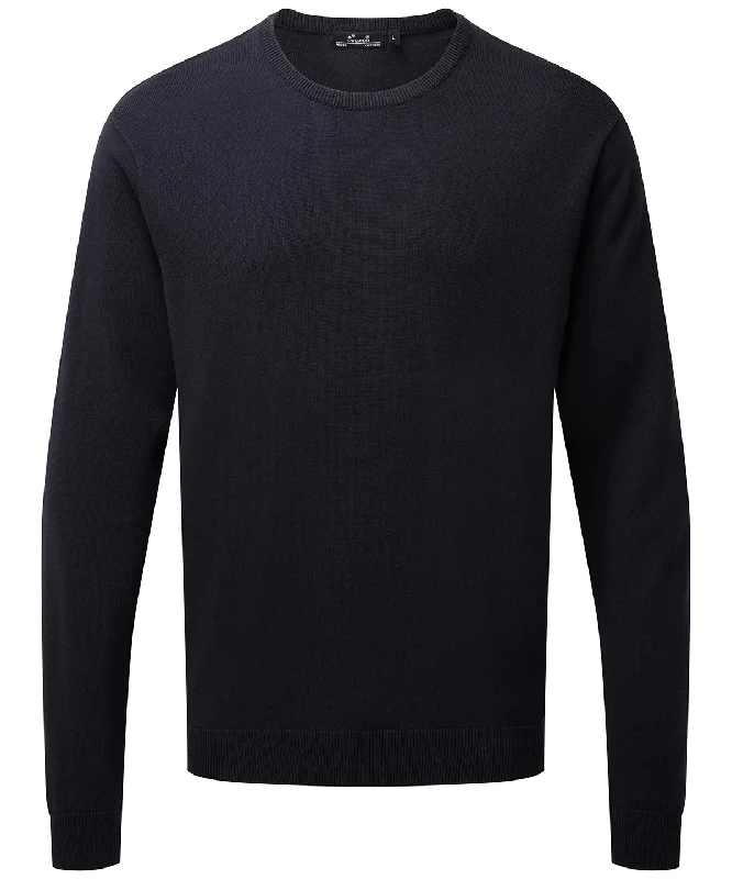 CrewneckstartupNavy - Crew neck cotton-rich knitted sweater