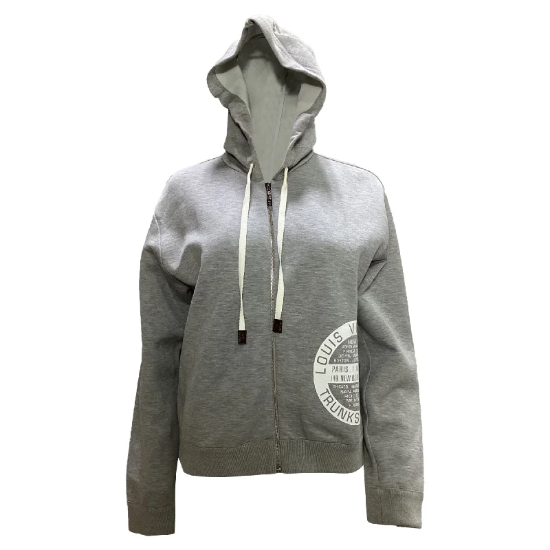 Organic Cotton SweatshirtsLouis Vuitton Stamp Zip-Up Hoodie in Grey Cotton