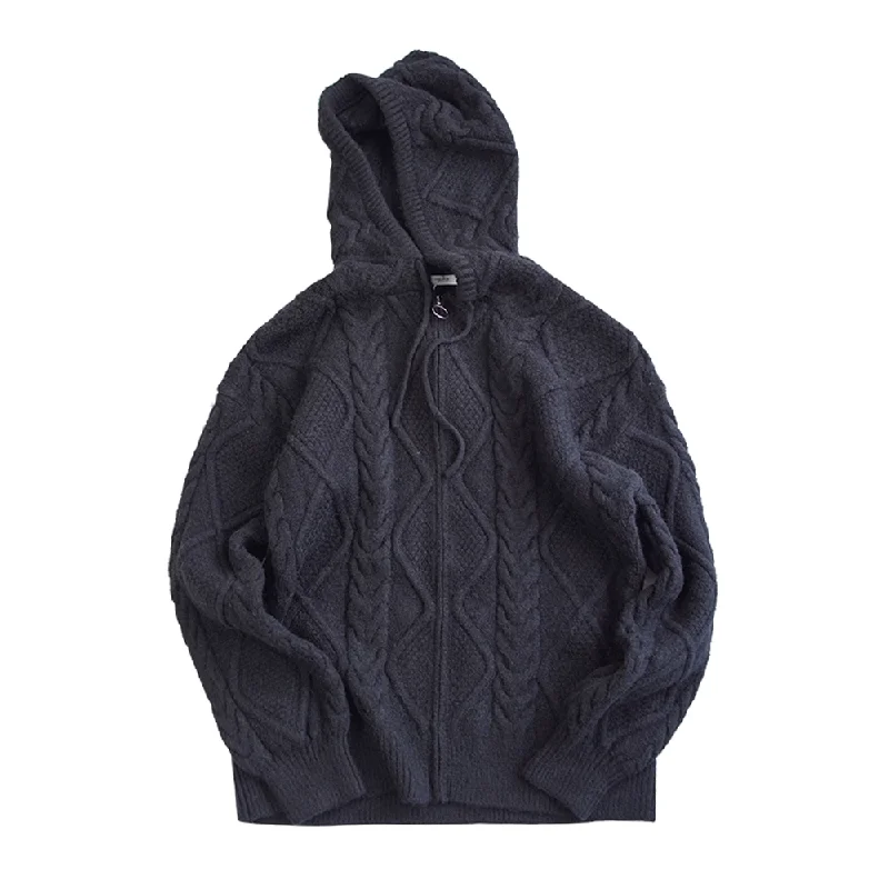 Logo HoodiesHooded Loose Knit Zipper Hoodies