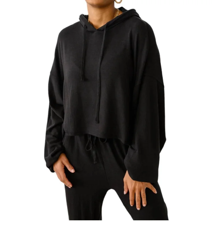 Rainproof HoodiesStay Right Here Soft Knit Hoodie In Black