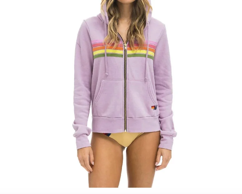 Cashmere Hoodies5 Stripe Hoodie In Mauve Pink Green