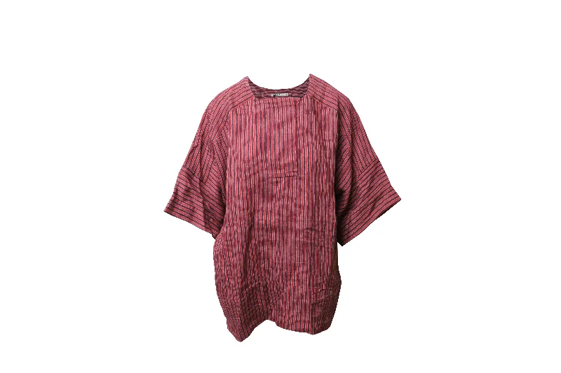 Acne Studios Lhena Striped Blouse in Pink LinenLeather-Paneled Shirts