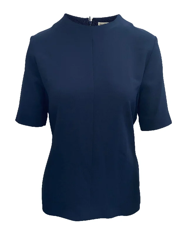 Balenciaga Navy Blue Rear Knot BlouseLuxury Shirts