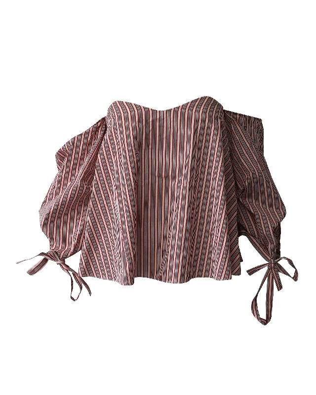 Caroline Constas Striped Off-The-Shoulder Blouse in Multicolor CottonRecycled Fabric Shirts