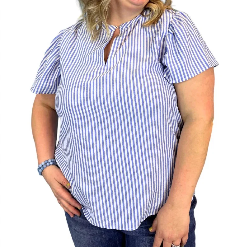 Cassie Stripe Blouse In BlueStatement Shirts