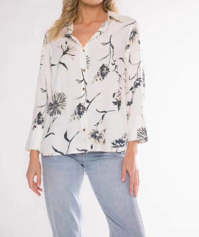 Christie Button Up Blouse In WhiteSheer Shirts