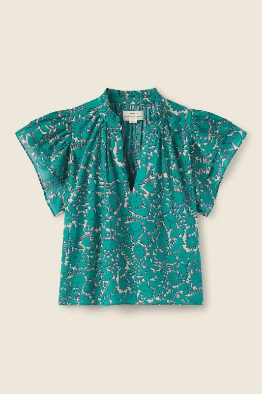 Clover Blouse In Teal ThicketAthletic Shirts