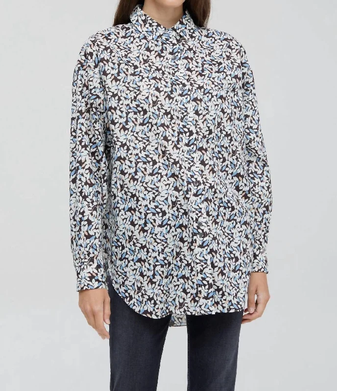 Cotton Blouse With Print In BlackFloral Shirts