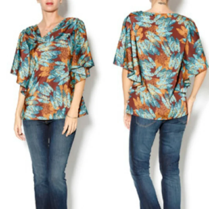 Drapey Blouse With Fluttler Sleeves In MultiSports Team Shirts