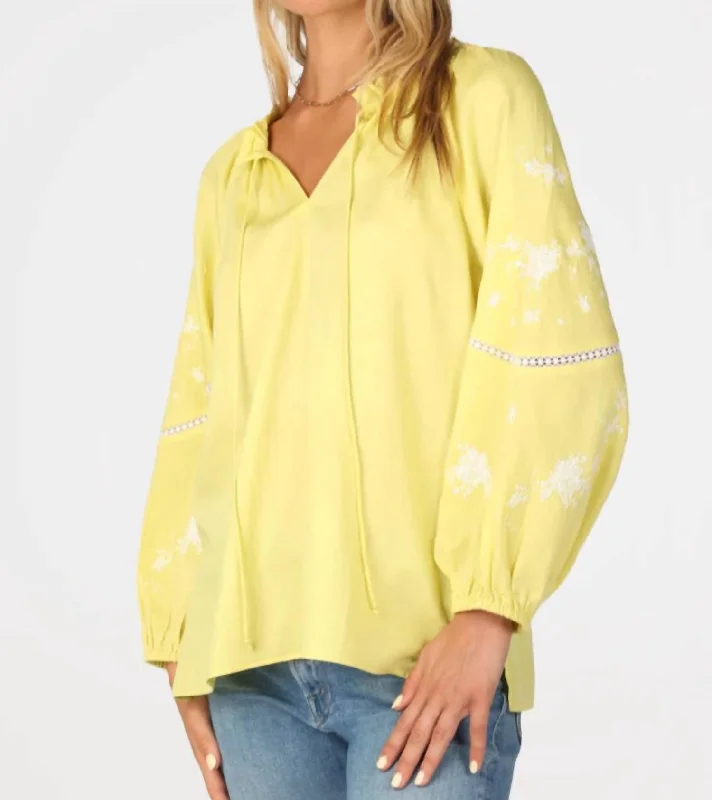 Embroidered Blouse In LemonUV-Protection Shirts