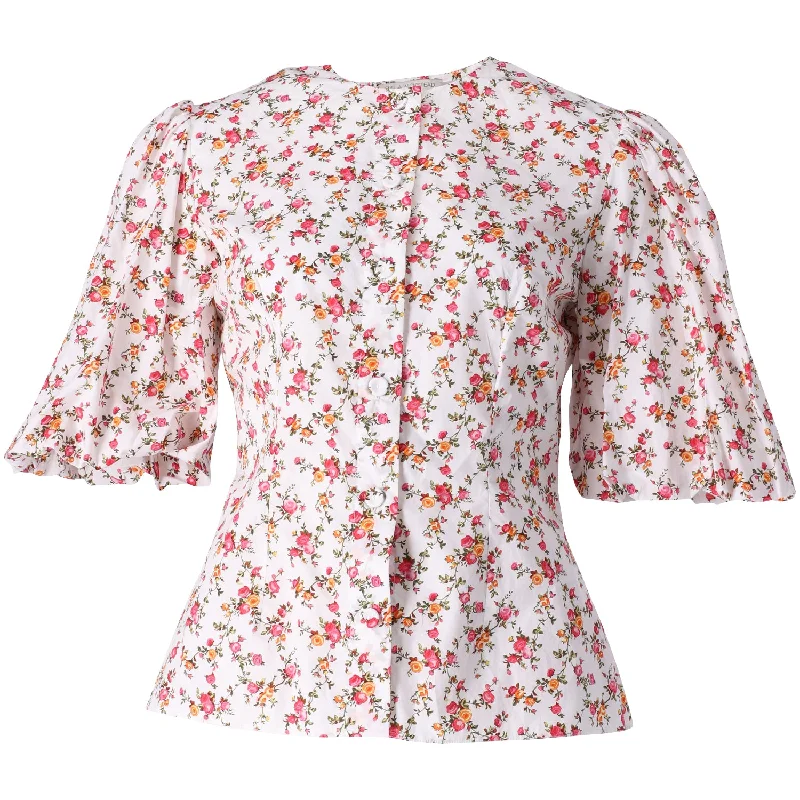 Emilia Wickstead Floral Blouse in Multicolor CottonOrganic Cotton Shirts