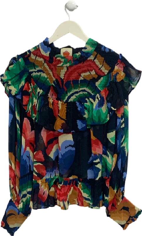 Farm Rio Multi Chevron Forest Blouse SFloral Shirts