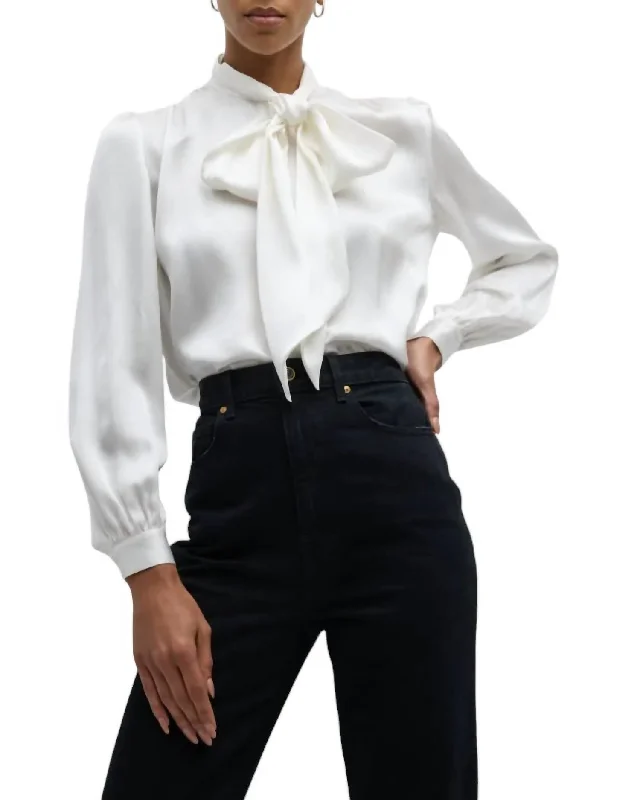 Femme Tie Neck Blouse In IvoryPerformance Shirts