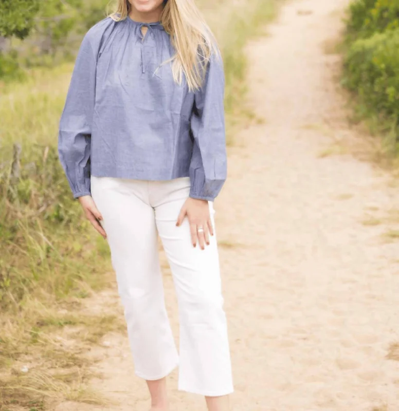 Gigi Blouse In Paradise Blue SolidOrganic Cotton Shirts