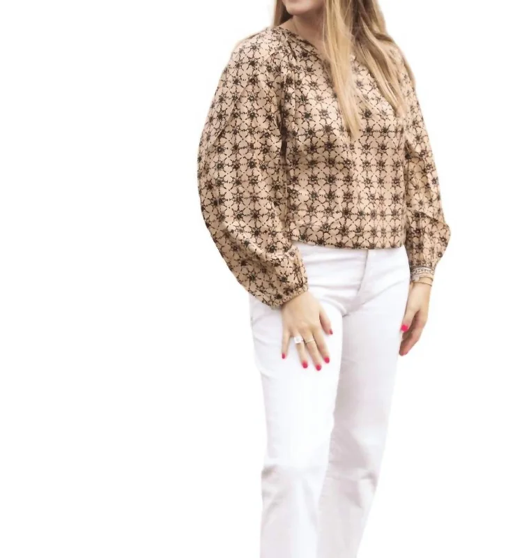 Gigi Blouse In Star Tea BrownHemp Shirts