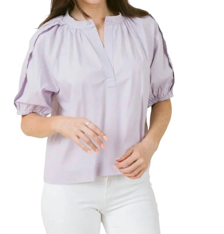 Henley Blouse In LavenderChambray Shirts