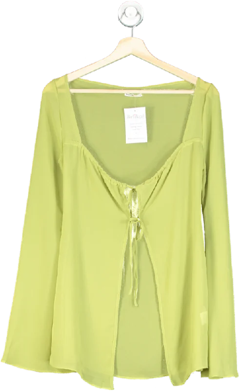 House of CB Lime Green Sheer Tie-Front Blouse XSDesigner Shirts