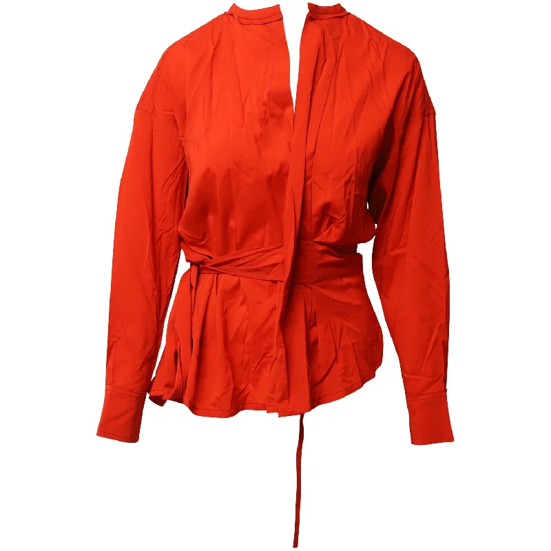 Isabel Marant Dorcey Wrap Blouse in Red SilkCasual Shirts