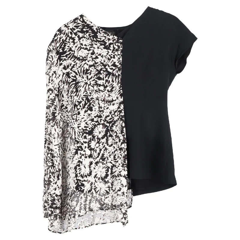 Maison Margiela Asymmetrical Printed Blouse in Black ViscoseCropped Shirts