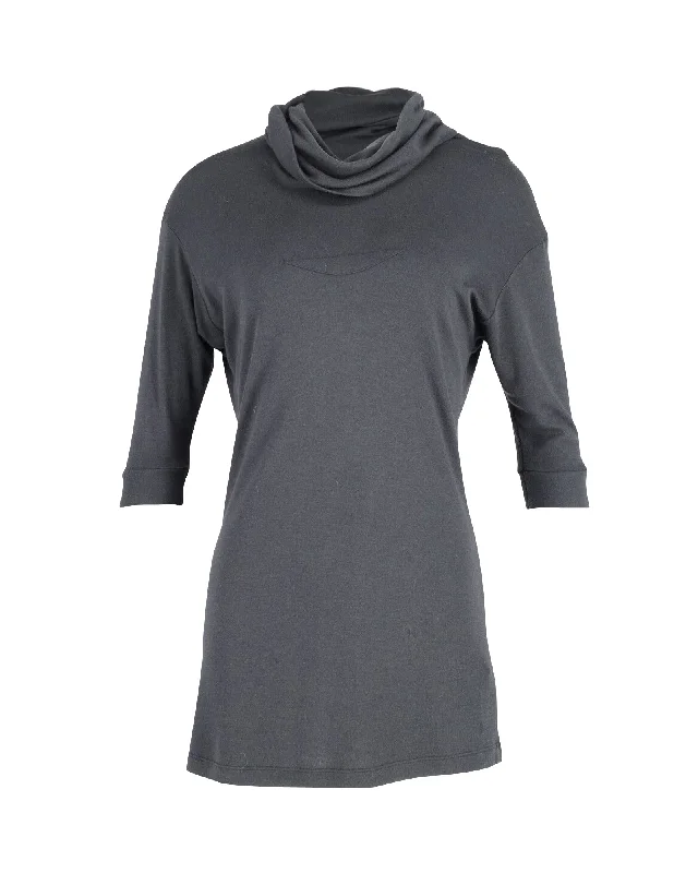 Maison Margiela Cowl Neck Blouse in Black ViscoseLace-Up Shirts