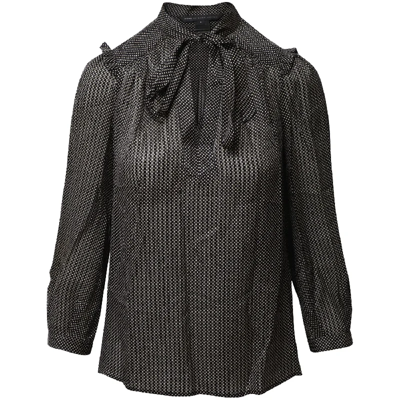 Marc by Marc Jacobs Polka Dot Pussy Bow Blouse in Black SilkStudded Shirts