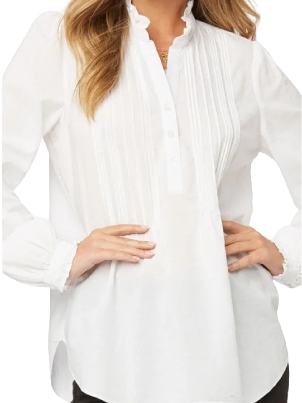 NYDJ White cotton classic Pintuck Blouse  UK LDress Shirts