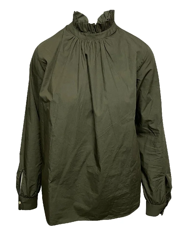 Officine Generale Blouse in Olive CottonBranded Shirts