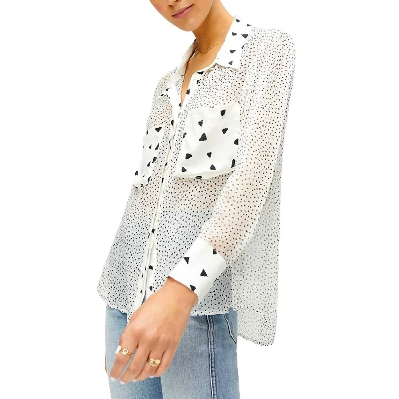 Patch Pocket Blouse In Black And WhiteLayered Shirts