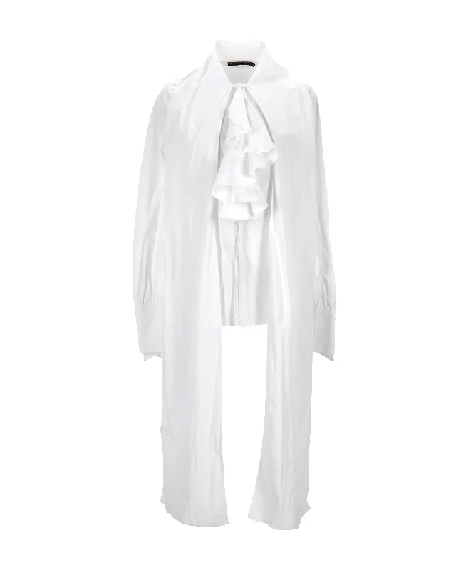 Ralph Lauren Ruffle Blouse in White CottonHooded Shirts