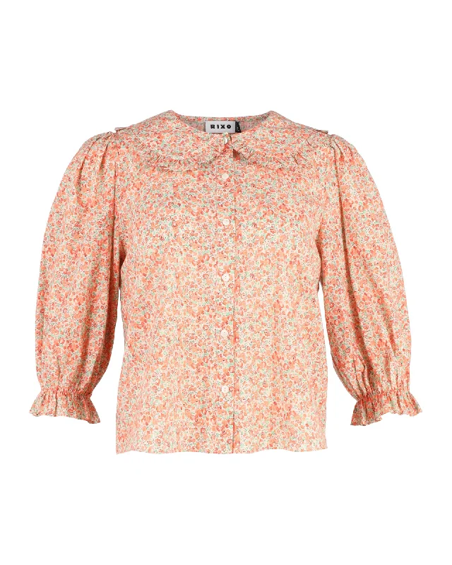 Rixo Nika Peter Pan Collar Blouse in Floral Print CottonSkateboard Shirts