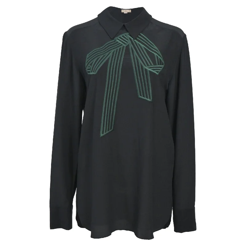 Stella McCartney Bow Detail Blouse in Black SilkHip-Hop Shirts