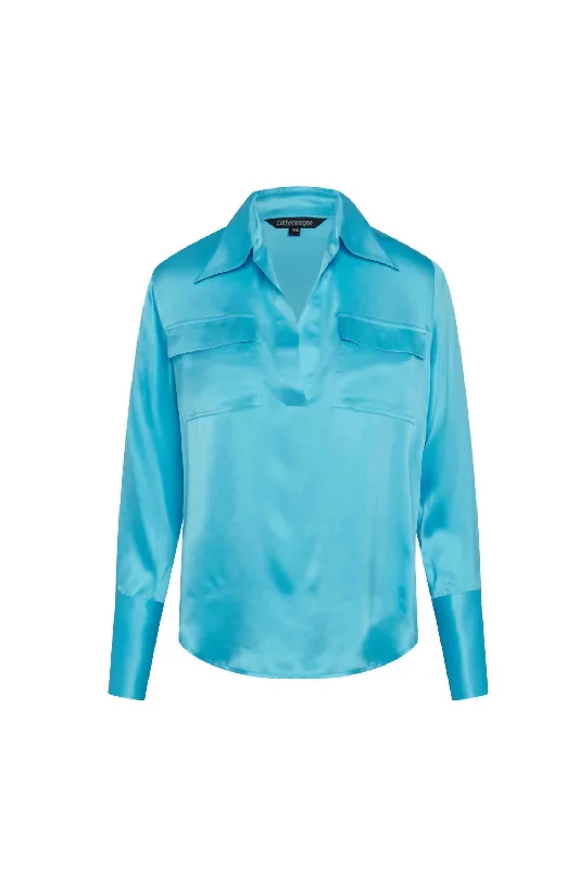 Women's Kaia Blouse In Fiji BlueRainproof Shirts