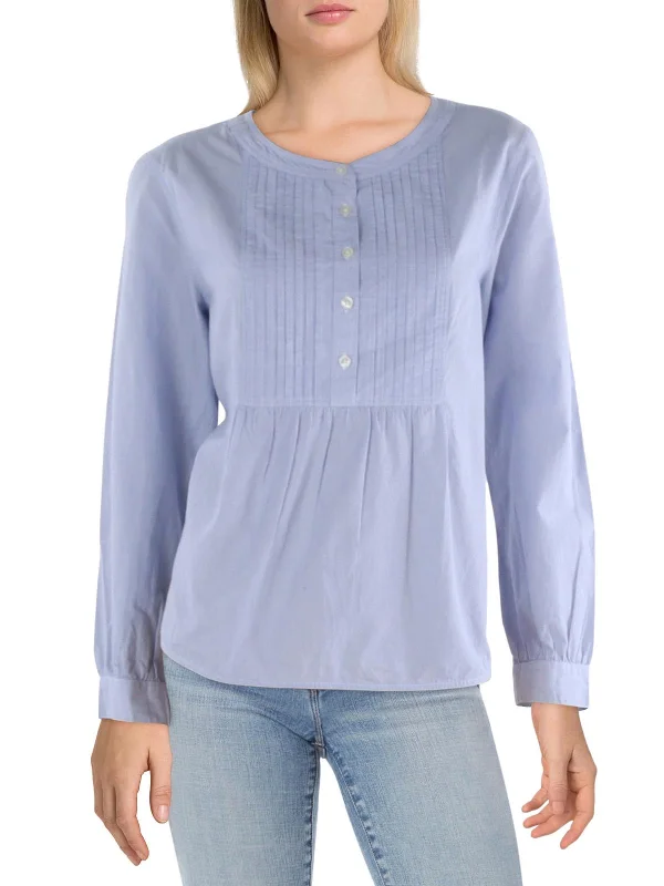 Womens Pintuck Striped BlouseLace-Up Shirts