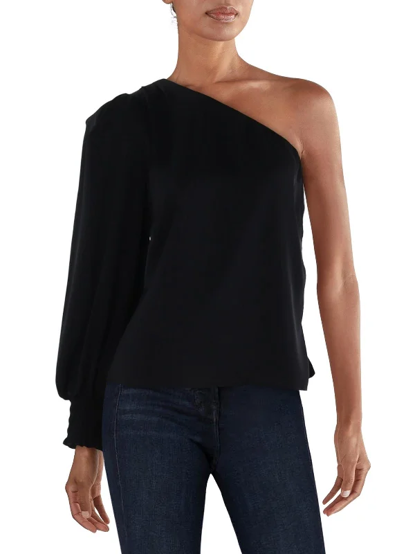 Womens Silk One Shoulder BlouseSlim Fit Shirts