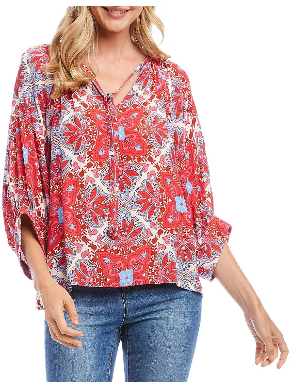 Womens Tie Neck Printed BlouseFestival Shirts