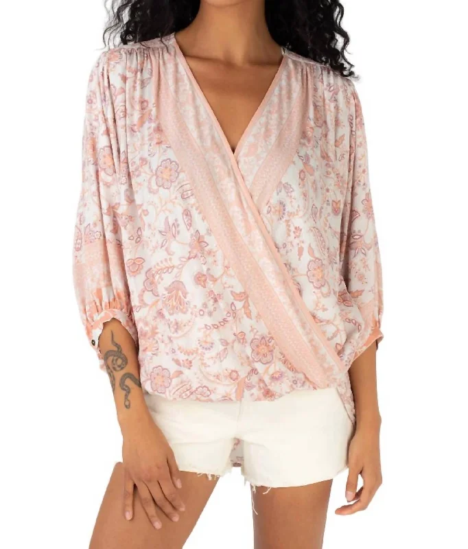 3/4 Sleeve Blouse In Natural ClayAsymmetrical Shirts