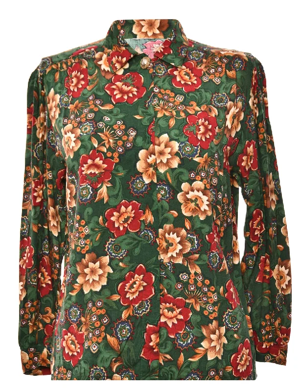 Floral Dark Green Blouse - LGym Shirts