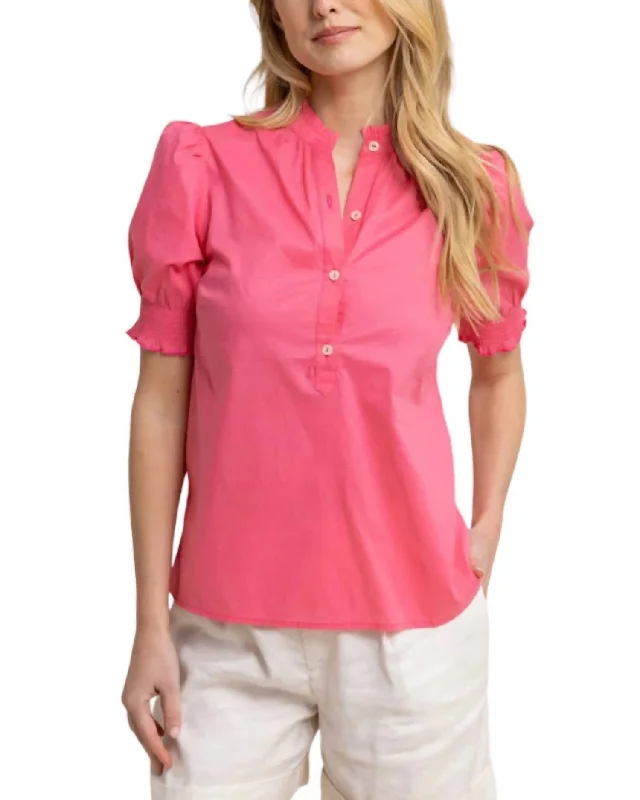 Meadow Lawn Blouse In Camelia Rose PinkRibbed Cuff Shirts