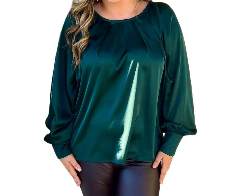 Satin Blouse In HunterLongline Shirts